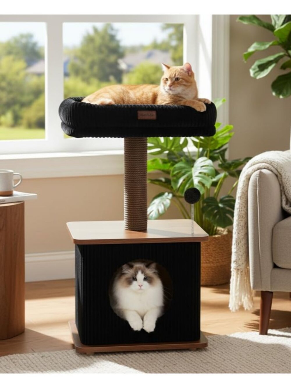 Compact 30" Cat Tree for Indoor Kittens - Modern Small Cat Tower with Scratching